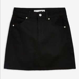 NWOT Topshop Petite Black High-Rise Denim Skirt